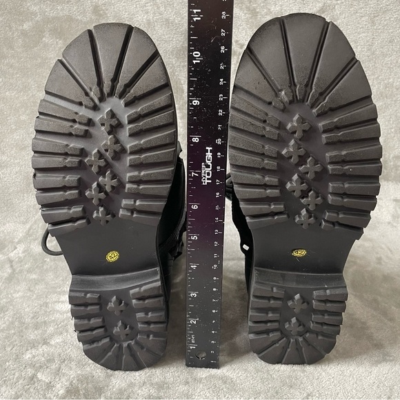 Black Laser Cut Faux Leather Lace Up Combat Boots EU 42 Women’s US 10 - Picture 11 of 12